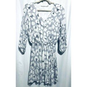Ministry of Style Dress Womens Size 6 Gray Floral Blouson Ruffle Cottagecore